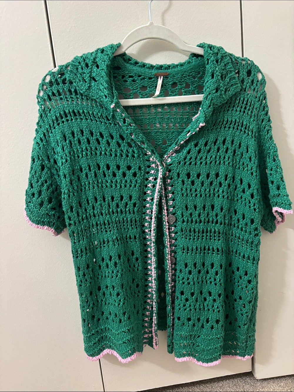 Free People Teal Open-Knit Cardigan